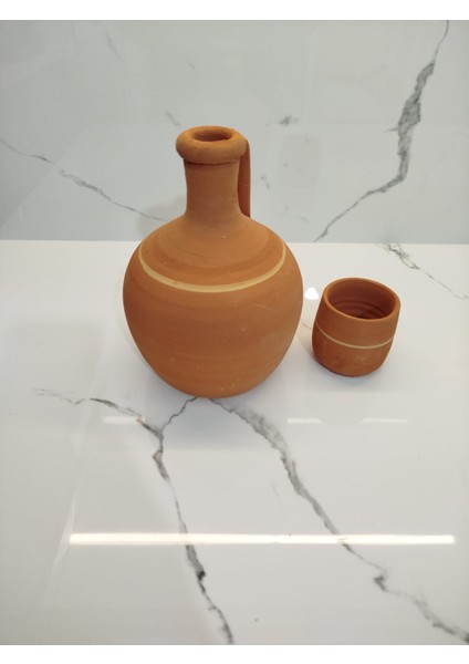 Dolap Boy El Yapımı Kahverengi Toprak Su Testisi (2 Litre) Buzdolabı Boyutuna Uygun (22 Cm) Bardak Hediyeli indirimleri