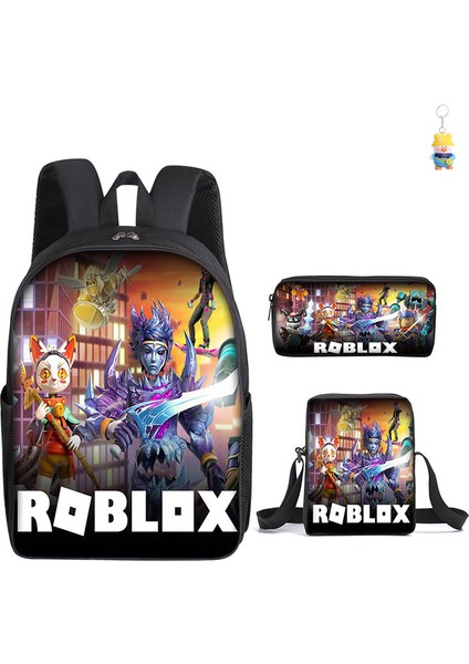 Roblox Öğrenci Okul Çantası Ilkokul ve Ortaokul Öğrencileri Sırt Çantası Üç Parçalı Set (Yurt Dışından)