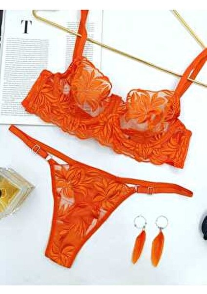 Mona Turuncu Kadın Bralet Takım Hafif Destekli Balenli Şık Tasarım fiyatları