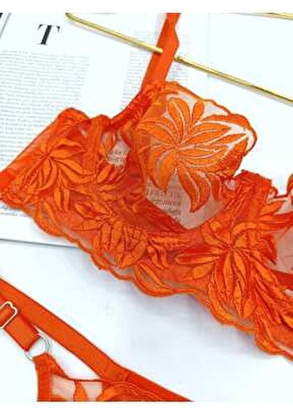 Mona Turuncu Kadın Bralet Takım Hafif Destekli Balenli Şık Tasarım modelleri