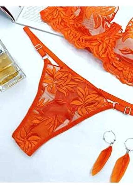 Mona Turuncu Kadın Bralet Takım Hafif Destekli Balenli Şık Tasarım fırsatları