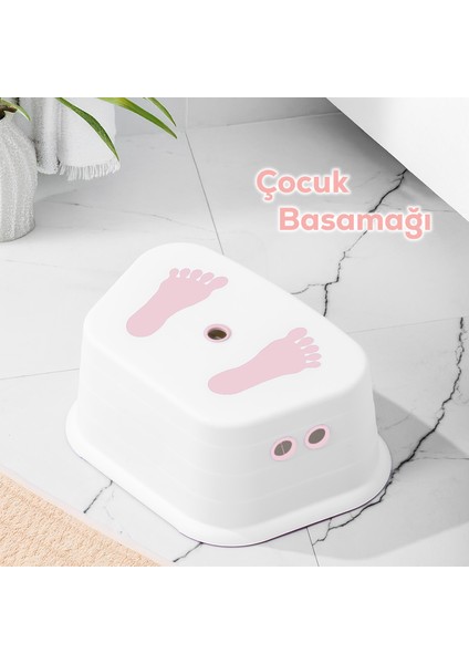 3165 Jolly Çocuk Basamağı 37,5X26,5X15 cm Kaydırmaz Çocuk Taburesi Plastik Basamak Pudra fiyatları