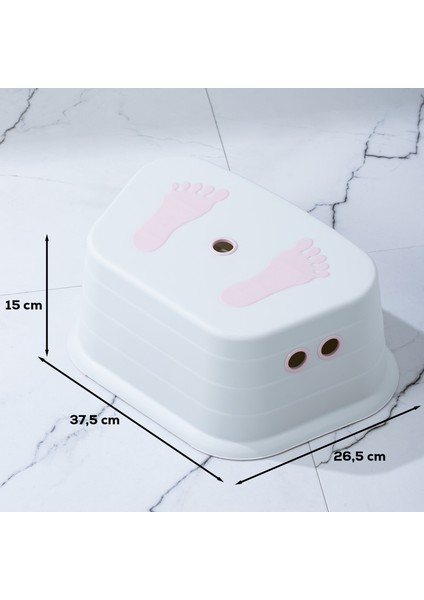 3165 Jolly Çocuk Basamağı 37,5X26,5X15 cm Kaydırmaz Çocuk Taburesi Plastik Basamak Pudra modelleri