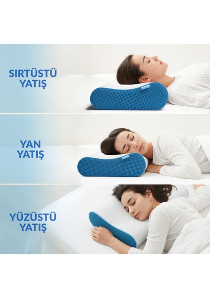 2'li Flex Tam Ortopedik Visco Konforlu Uyku Yastık Kampanyası, Ortopedik, 60 X 40 X 14/11, Açık Mavi fiyatları