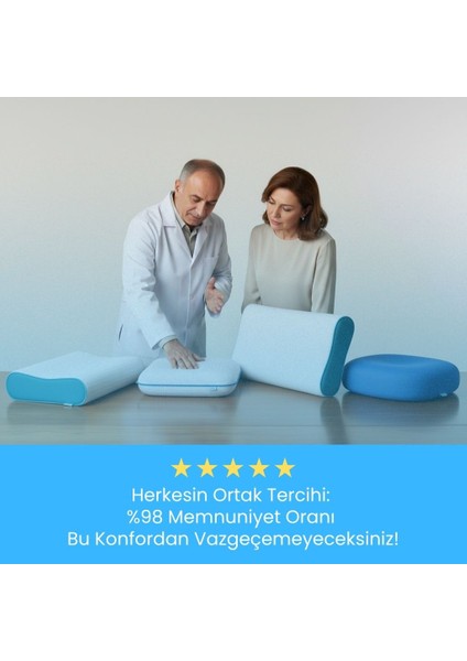 2'li Flex Tam Ortopedik Visco Konforlu Uyku Yastık Kampanyası, Ortopedik, 60 X 40 X 14/11, Açık Mavi modelleri