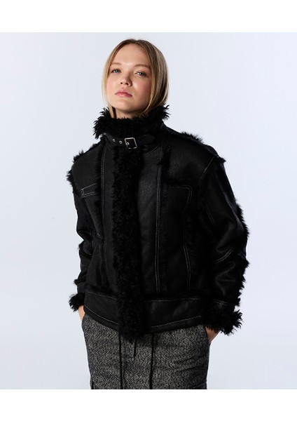 Deri Görünümlü Suni Kürk Mıx Mont TW6240012173001 fiyatları