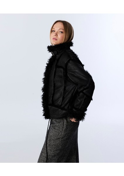 Deri Görünümlü Suni Kürk Mıx Mont TW6240012173001 fırsatları