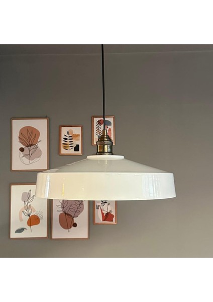 Açe Beyaz Tekli Eskitme Lale Başlık Avize Retro Sarkıt Ofis Showroom Salon Mutfak Avizeleri