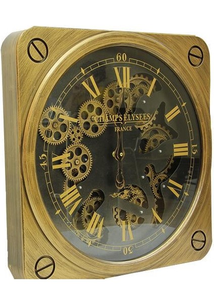 Saat Çarklı Kare Roma Rakamlı Duvar Saati Dekoratif Hediyelik modelleri