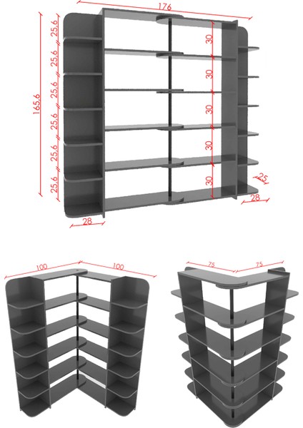 Asra Trend DK-01 Duvar/Köşe Modüler Kitaplık – 176 cm Geniş Ünite, 17 Raflı Salon & Ofis Kitaplığı fırsatları