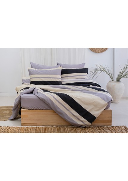 Modern Çizgili Nevresim Takımı Çift Kişilik Çarşafı Lastikli fırsatları