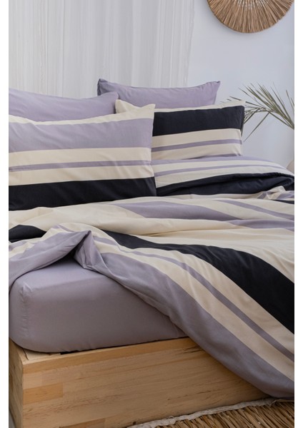 Modern Çizgili Nevresim Takımı Çift Kişilik Çarşafı Lastikli indirimleri