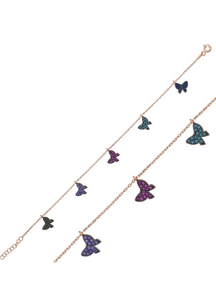 925 Ayar Gümüş Rose Kelebek Bileklik fiyatları