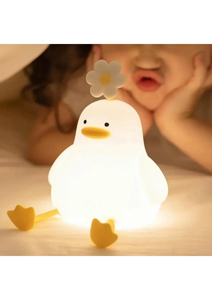 Sevimli Ördek Şeklinde Gece Lambası – LED Silikon Lamba | Çocuk ve Bebek Odası Için Dokunmatik Işık