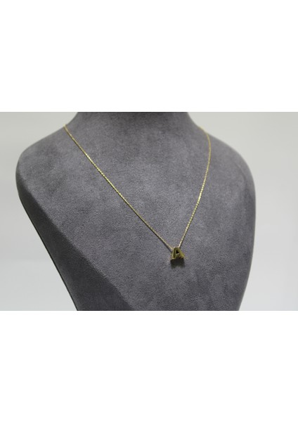 14 Ayar Altın A Harfi Kolye Zinciriyle Beraber