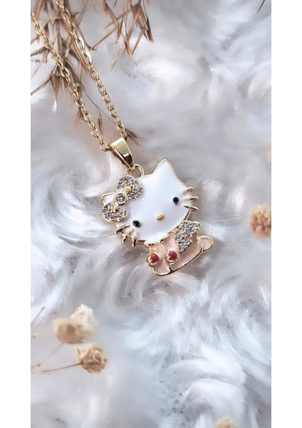 Hello Kitty Figürlü Çelik Kolye