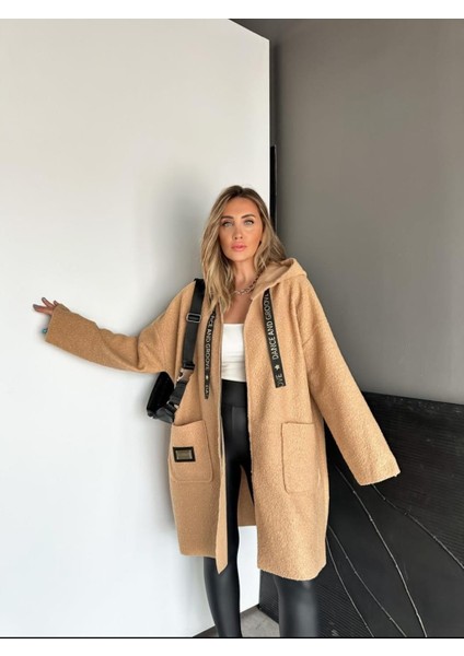 Robin Kadın Kapüşonlu Torba Cep Astarsız Hafif Buklet Kaşe Oversize Kaban fiyatları