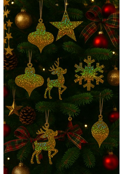 5’li Altın Hologram Yılbaşı Ağacı Süsü Seti – Parlak Holografik (Ipli , 5 Farklı Model) fiyatları