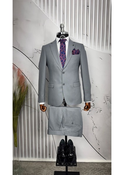 Slim Fit Mono Yaka Takım Elbise