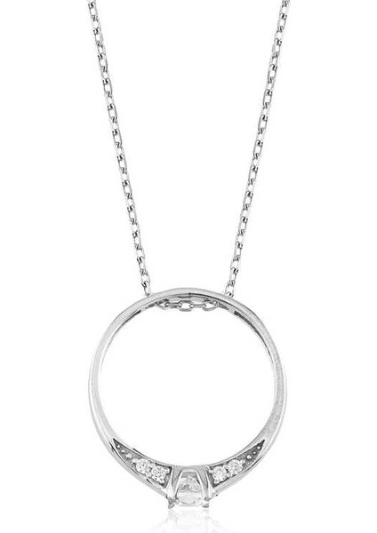 925 Ayar Gümüş Tek Taş Yüzük Kadın Gümüş Kolye