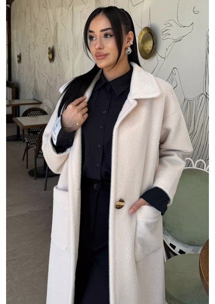 Kadın Gold Düğme Detaylı Bel Kuşaklı Iç Astarlı Sakallı Kaban (S-M-L-Xl Beden Uyumludur.) P-00018444 fiyatları