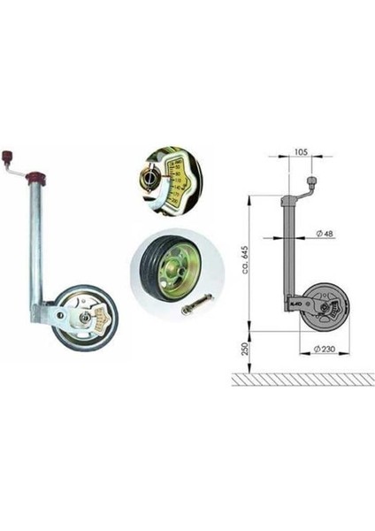Premium 300 kg Krikolu Kilo Ölçerli Ön Destek Tekeri modelleri