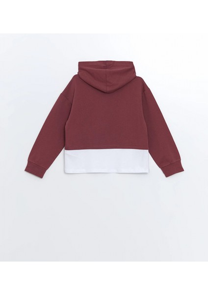 Lcw Kids Bordo Kapüşonlu Baskılı Kız Çocuk Sweatshirt ve Eşofman Alt 2'li Takım fırsatları