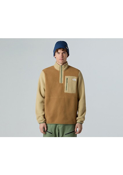 M Yumiori 1/4 Zip Erkek Outdoor Çeyrek Fermuarlı Polar Ceket NF0A883SEVO1 Kahverengi modelleri
