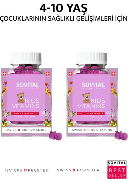 Kids Çocuk Vitamini – 60’lı Vegan Gummy, Çiğnenebilir Takviye X2