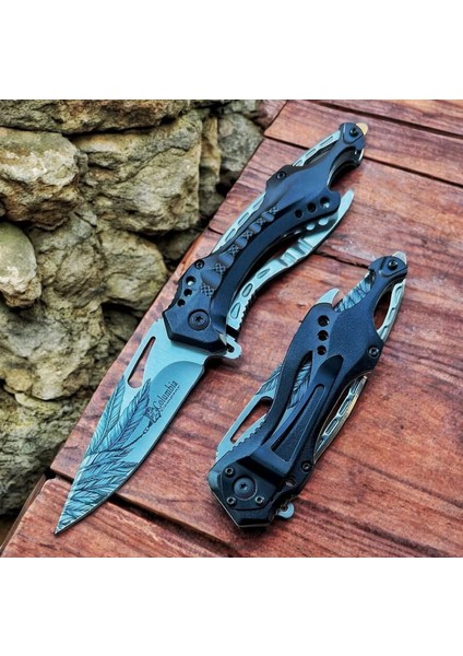 FST-3034-C Yaprak Desenli Manuel Kamp Çakısı