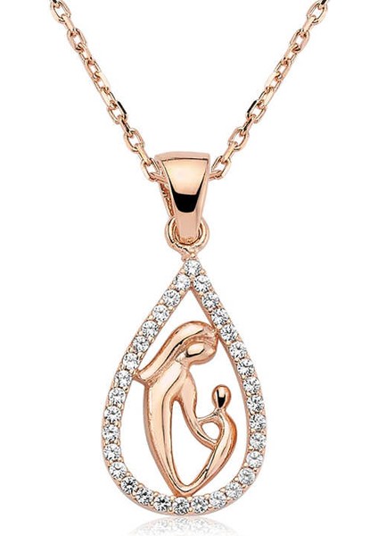 925 Ayar Gümüş Damla Anne Çocuk Kolyesi