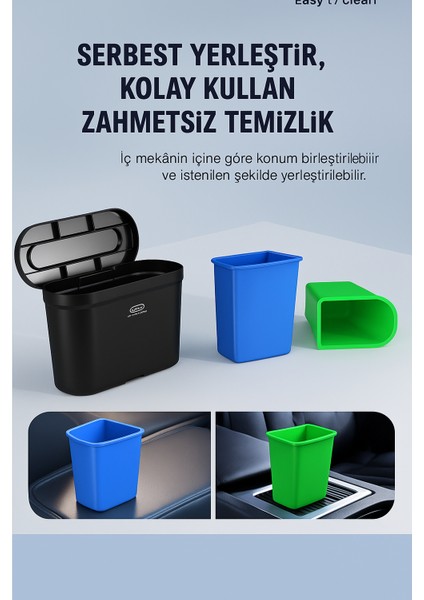 Çok Amaçlı Çöp Kovası Ev, Ofis ve Araç Kullanımı Için, Çift Bölmeli, Kompakt ve Kolay Kurulumlu indirimleri