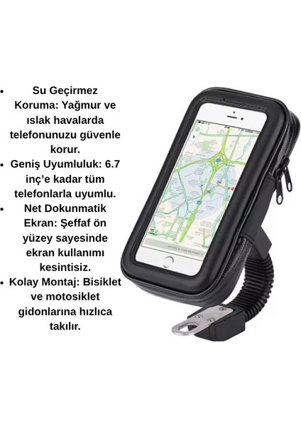 Su Geçirmez Telefon Tutucu Bisiklet & Motosiklet – 6.7 Inç Uyumlu, Dokunmatik Ekranlı, Kolay Montaj fiyatları