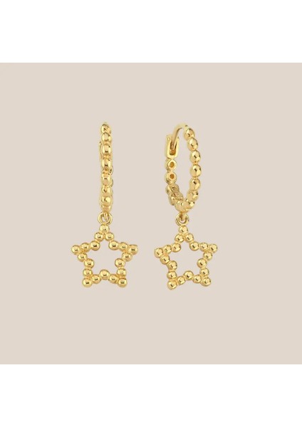 Dot Yıldız Altın Halka Küpe