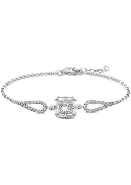 ​Gümüş Baget Taşlı Bileklik