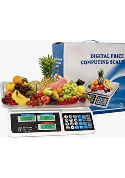 Elektronik Terazi 40 kg Pilli ve Şarjlı Dijital Hesaplama Fonksiyonu