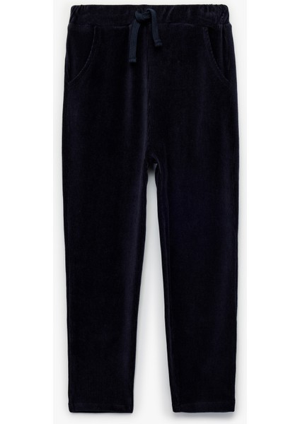Beli Bağlamalı Cep Detaylı Basic Kadife Pantolon