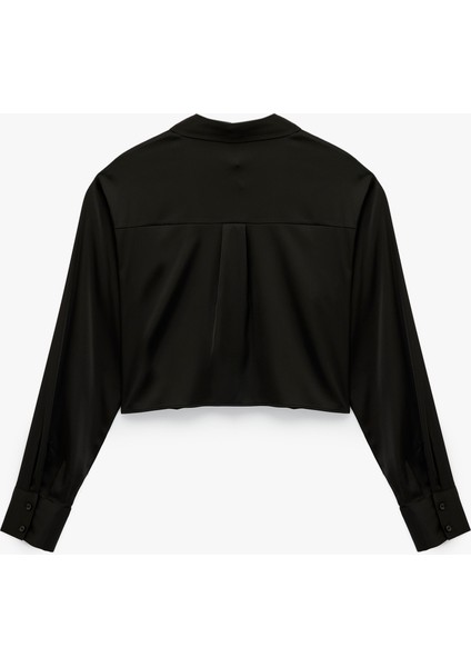 Uzun Kollu Klasik Yaka Crop Saten Gömlek fiyatları