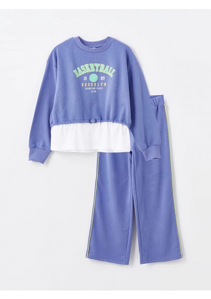 Lcw Kids Lila Bisiklet Yaka Kız Çocuk Eşofman Takım