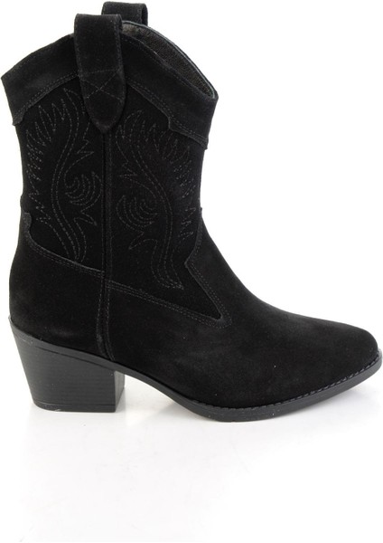 Siyah Hakiki Deri Kadın Bot & Bootie K02586888902
