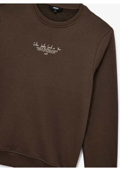 Uzun Kollu Bisiklet Yaka Baskılı Sweatshirt modelleri