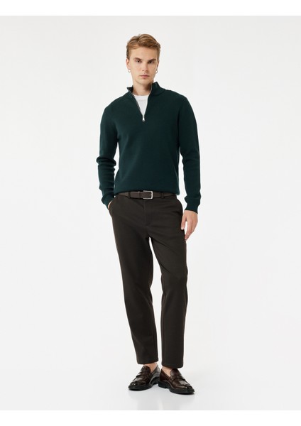 Uzun Kollu Viskon Karışımlı Yarım Fermuarlı Triko Kazak fiyatları