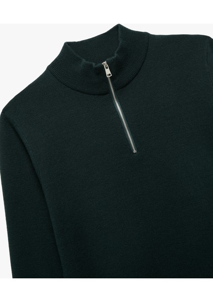 Uzun Kollu Viskon Karışımlı Yarım Fermuarlı Triko Kazak indirimleri