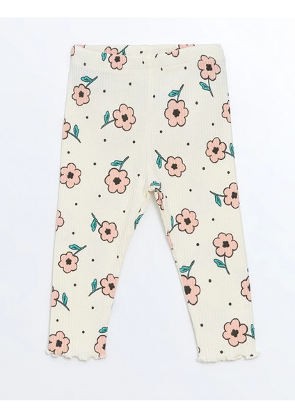 Lcw Baby Ekru Bisiklet Yaka Uzun Kollu Çiçekli Bluz ve Tayt 2'li Takım modelleri