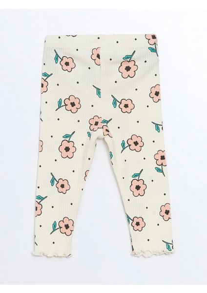 Lcw Baby Ekru Bisiklet Yaka Uzun Kollu Çiçekli Bluz ve Tayt 2'li Takım indirimleri