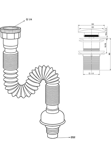 Pop-Up Basmalı Beyaz Seramik Başlıklı Lavabo Sifonu KSF103-W modelleri