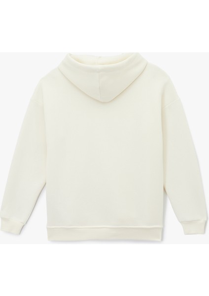 Uzun Kollu Kapüşonlu Kolej Temalı Baskılı Oversize Sweatshirt fiyatları