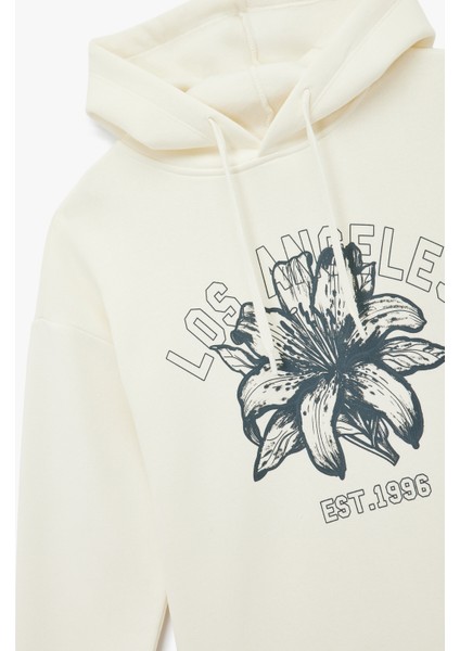 Uzun Kollu Kapüşonlu Kolej Temalı Baskılı Oversize Sweatshirt modelleri