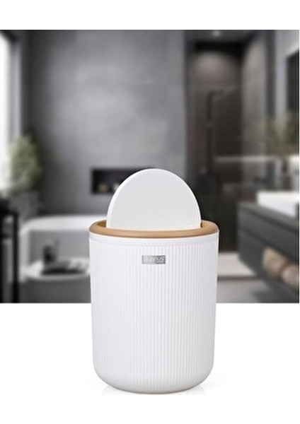 Linea Due Beyaz Çizgili Yuvarlak Çöp Kovası fiyatları