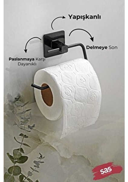 Tuvalet Kağıtlığı Geniş Kapaklı Ergonomik Tasarım Siyah Renk